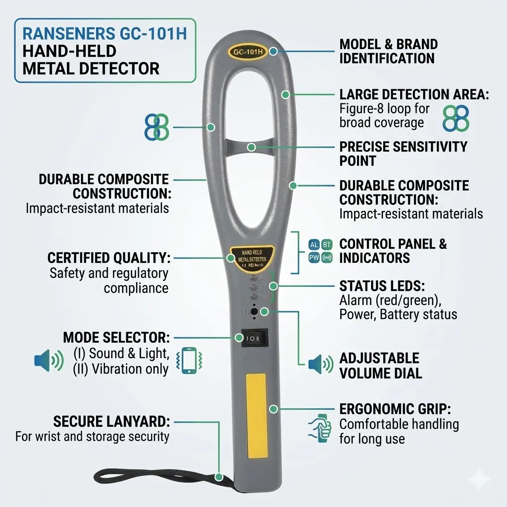 Handheld Metal Detector | High Sensitivity Scanner | Audio | Vibration | LED Alert | Rechargeable Battery | Portable Security Device | Compct Safe System - Image 4
