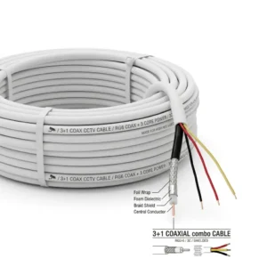 3+1 Coaxial CCTV Cable | Pure Copper Core | Power + Video Cable | 90m/100m Roll | High Signal Transmission | Durable PVC Jacket | Ideal for CCTV Installation