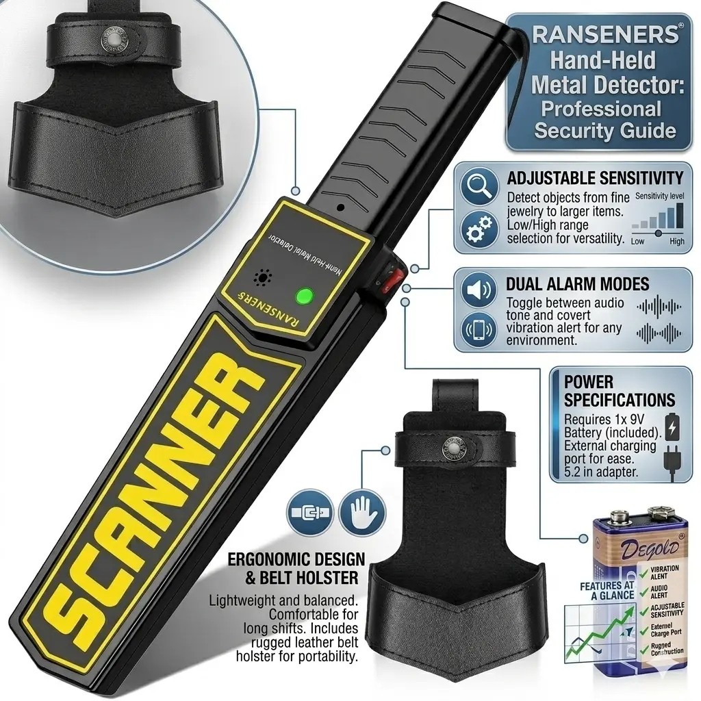 Handheld Metal Detector | High Sensitivity Scanner | Audio | Vibration | LED Alert | Rechargeable Battery | Portable Security Device | Compct Safe System - Image 2