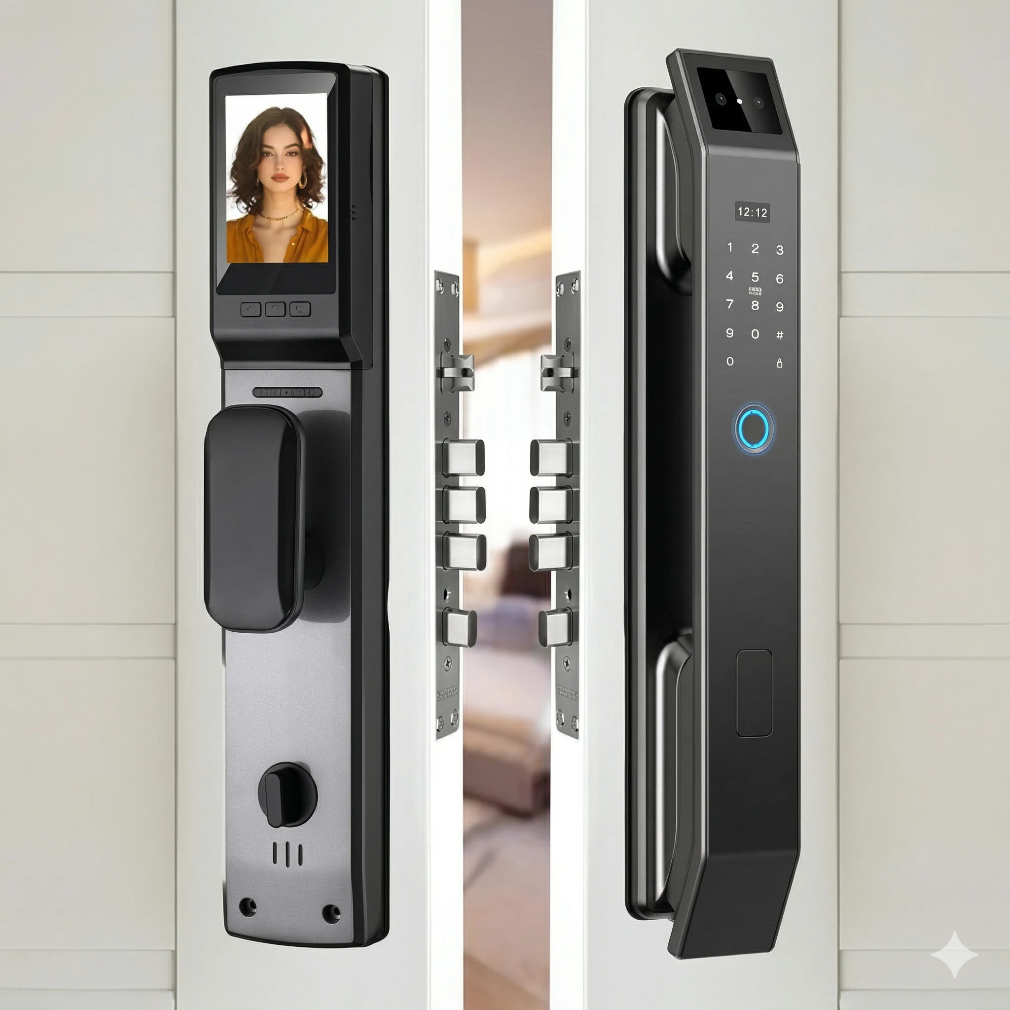 Smart Face Recognition Door Lock 3D AI Face Unlock Fingerprint PIN RFID App Control WiFi Camera Video Doorbell Auto Lock Anti Theft Security System Safe - Image 3